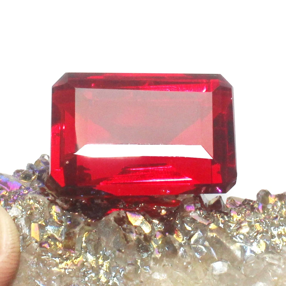 AAA+ 90 To 100 Ct Mozambique Blood Red Ruby Cut Emerald Certified Loose Gemstone - Image 2 of 4