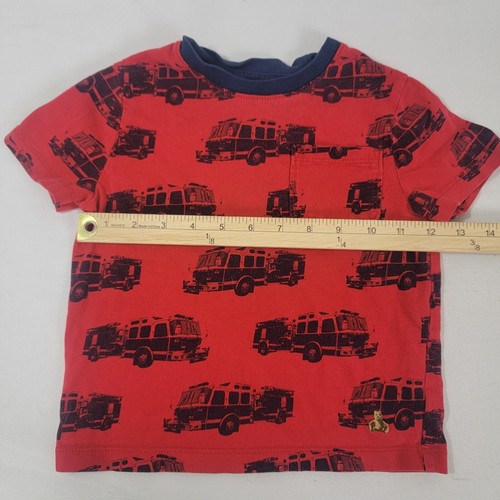 Baby Gap Boy's Red Blue Short Sleeve Shirt 4 T Toddler 4T Firetruck Fire Truck - Picture 5 of 5