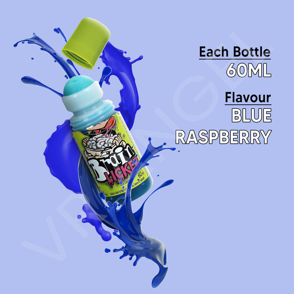 BRAIN LICKER Blue Raspberry Flavour & Lickedy Lips Sour Candy 60ml FREE