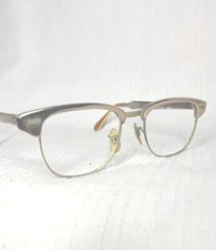 Vtg 50s Rose Gold Metal Eyeglass Frames Aluminum 46 20 MCM No Lens AsIs Screw