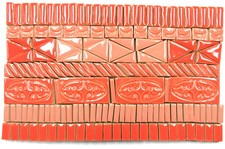 165 Salmon Orange Mosaic Tiles for Crafts, Handmade Mixed Size Ceramic Art Tiles