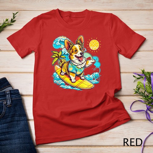 Camiseta Welsh Corgi Perro Surfing con Patrón de Piña Unisex - Imagen 11 de 15