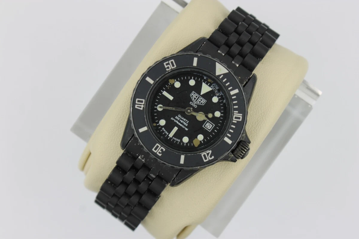 Heuer (Pre-Tag) Ladies 28mm 2000 Series Black PVD Swiss Watch on Leather 956.008 TAG Heuer PVD Coated Case Diver Wristwatches | eBay main image 3