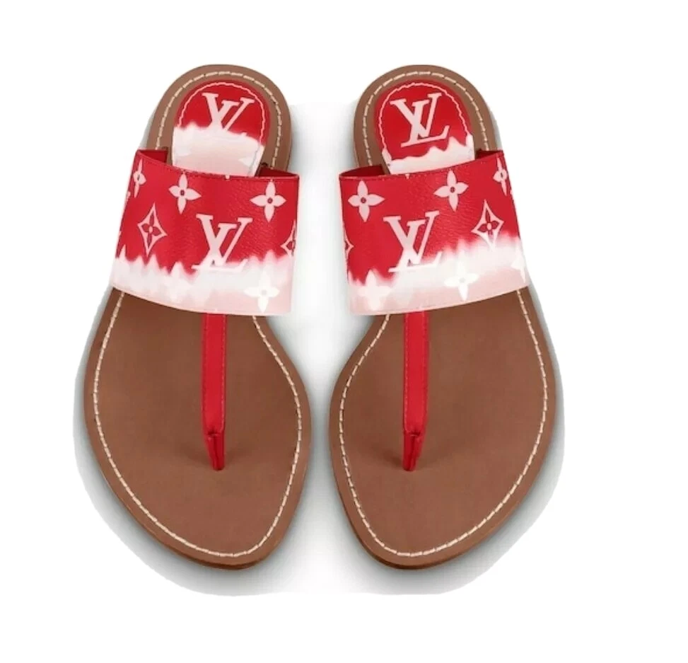 LV Louis Vuitton Red Slide Sandal - LIMITED EDITION