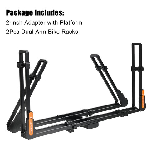 TOOENJOY 2" Receiver Pop-up Pin Hitch Mount Platform w/Two Foldable Bike Racks - Picture 20 of 41