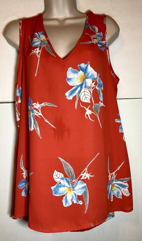 W5 WOMENS MEASURED SIZE M/L SLEEVELESS TOP ORANGE FLORAL PRINT NWOT