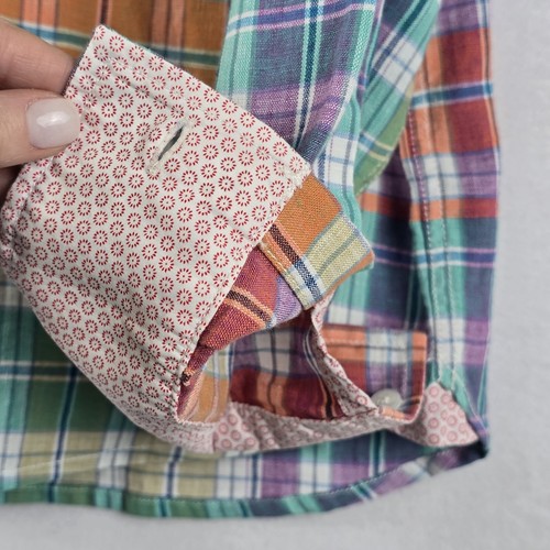 Tommy Bahama Linen Barbados Breeze Top L Stretch Plaid Pastel Flip Cuff Spring - Picture 15 of 24