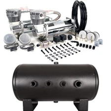 VIAIR Dual 480C Chrome Air Compressors with HornBlasters 5 Gallon Tank - 200 PSI