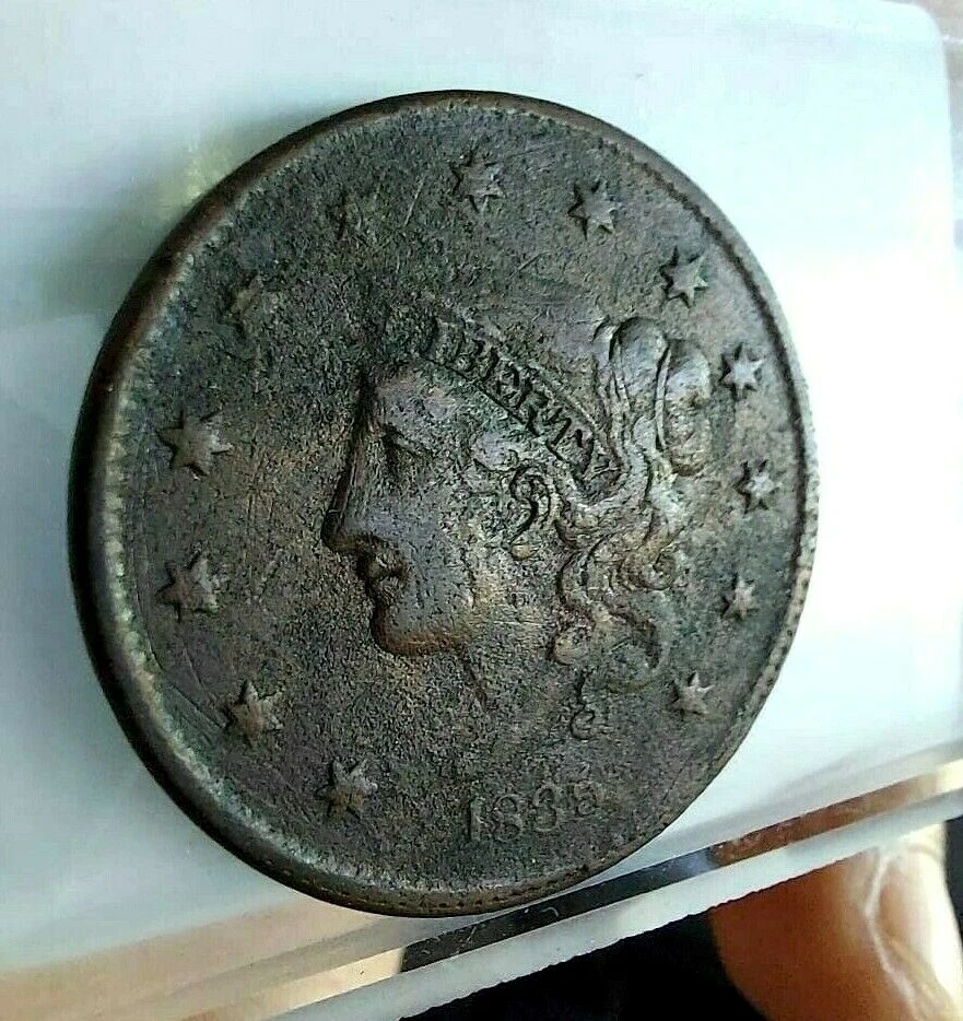 1835 Head of 1836 Small 8 Small Stars Coronet Head Large Cent, Obv XF, Rev AU - Image 3 of 4