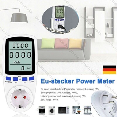 Digital LCD Energy Meter Wattmeter Power Mess Analyzer Leistungsmesser EU Plug