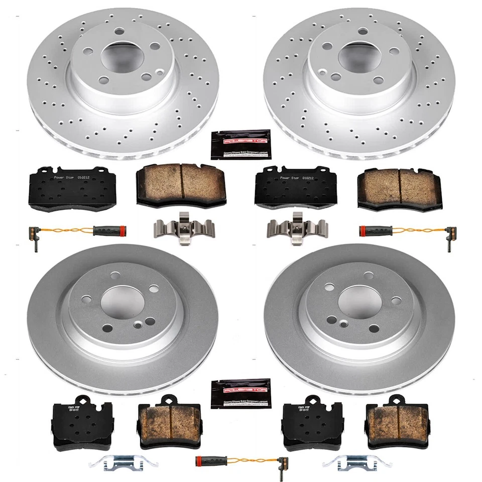 Juego de 4 ruedas delanteras y traseras CRK6746 Powerstop discos de freno y pastillas para MB S430 Foto 3 de 4