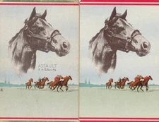Pair of Race Horse Portrait Cards, One Named Assault, Swap Cards