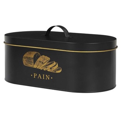 , BT6818, Bread Box in Black and Gold Metal, elegant Design, optimal Capacity...