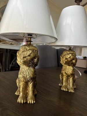 Set of two Gold Doodle Dog Table Lamps *NWT*  Nursery Bedroom Office