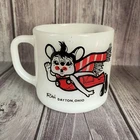 VTG FEDERAL MILK GLASS RIKE'S DAYTON OHIO DEPT STORE COFFEE MUG CUP MOUSE SCARF
