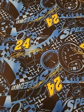 Quilt Fabric Jeff Gordon 24 NASCAR Black and Blue Allover Print 2 Yards