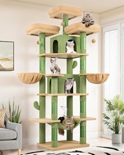 Globlazer Cat Tree Green Cactus XXL for 3-5 Cats, Large Cat Tower 204 cm with 3