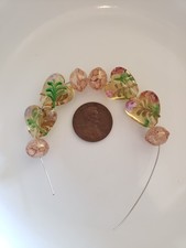 Lampwork Glass Floral Beads Lot Of 8 PC A17 