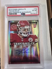 2013 Panini Absolute Travis Kelce Rookie Spectrum Blue Auto  /30 PSA #192