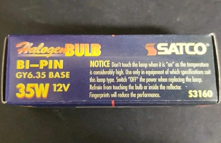 Satco S3160  BI-PIN GY6.35 BASE 35W 12V Clear  NEW Boxed - Image 2 of 3