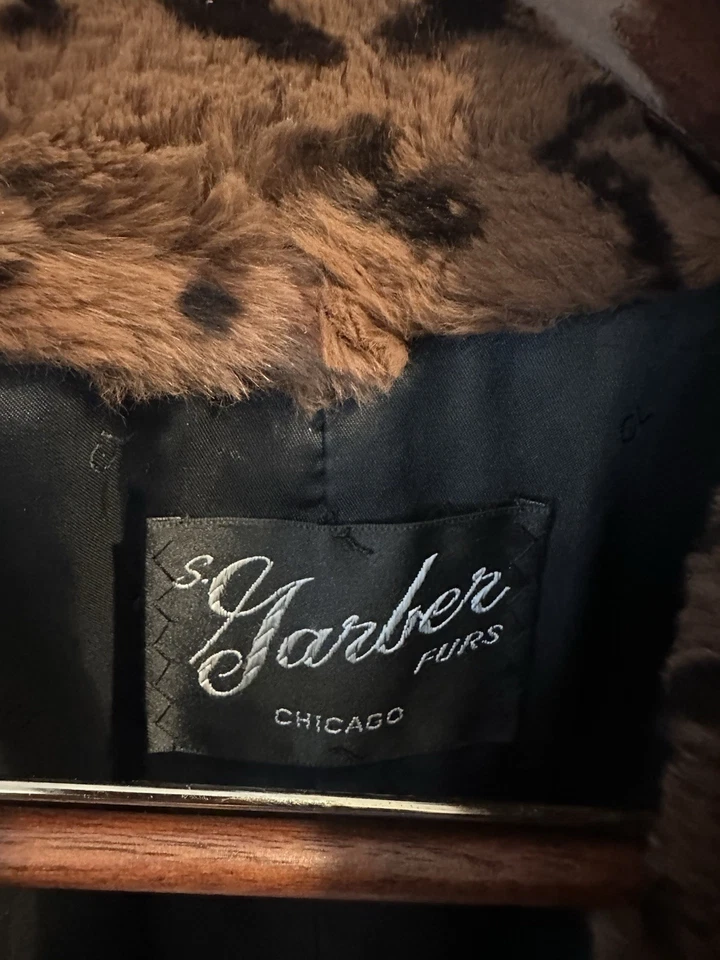 Vintage Women’s Carole Little Animal Print Genuine Rabbit Fur Swing Coat - Image 3 of 4