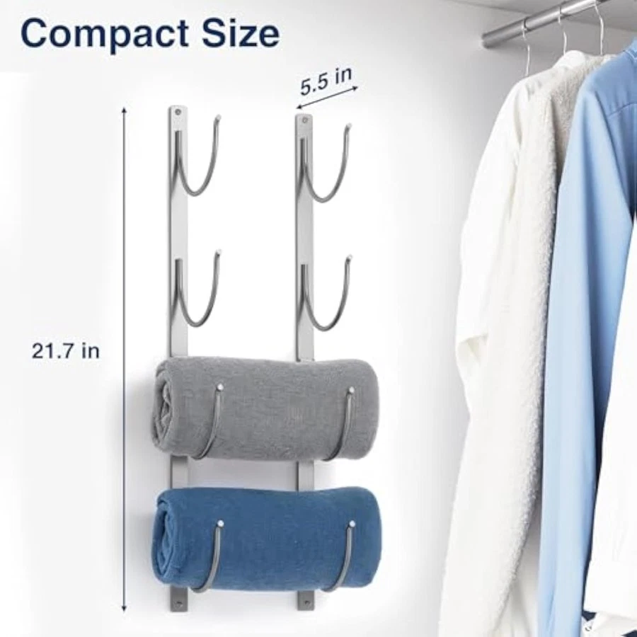 Bathroom Rolled Towel Rack: 4-Tier Wall Mounted Towel Storage Holder, - Image 3 of 4