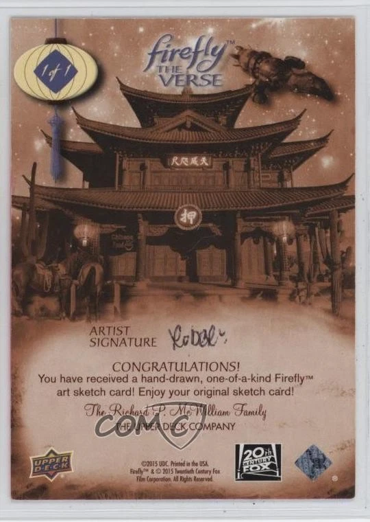 2015 Upper Deck Firefly: The Verse 1/1 Roberto Cota Briceno Auto Sketch 6m7 - Image 2 of 3