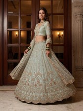 Bridal Net Lehenga Choli Handwork Zari Dori Party Wedding Festive Wear