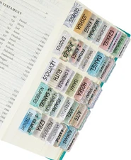 Mr. Pen Bible Tabs - 75 Laminated Standard, Floral Design Black Writings 