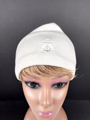 Vintage Descente Winter Hat Ski Snowboard Beanie Cap Knitted White Unisex OS