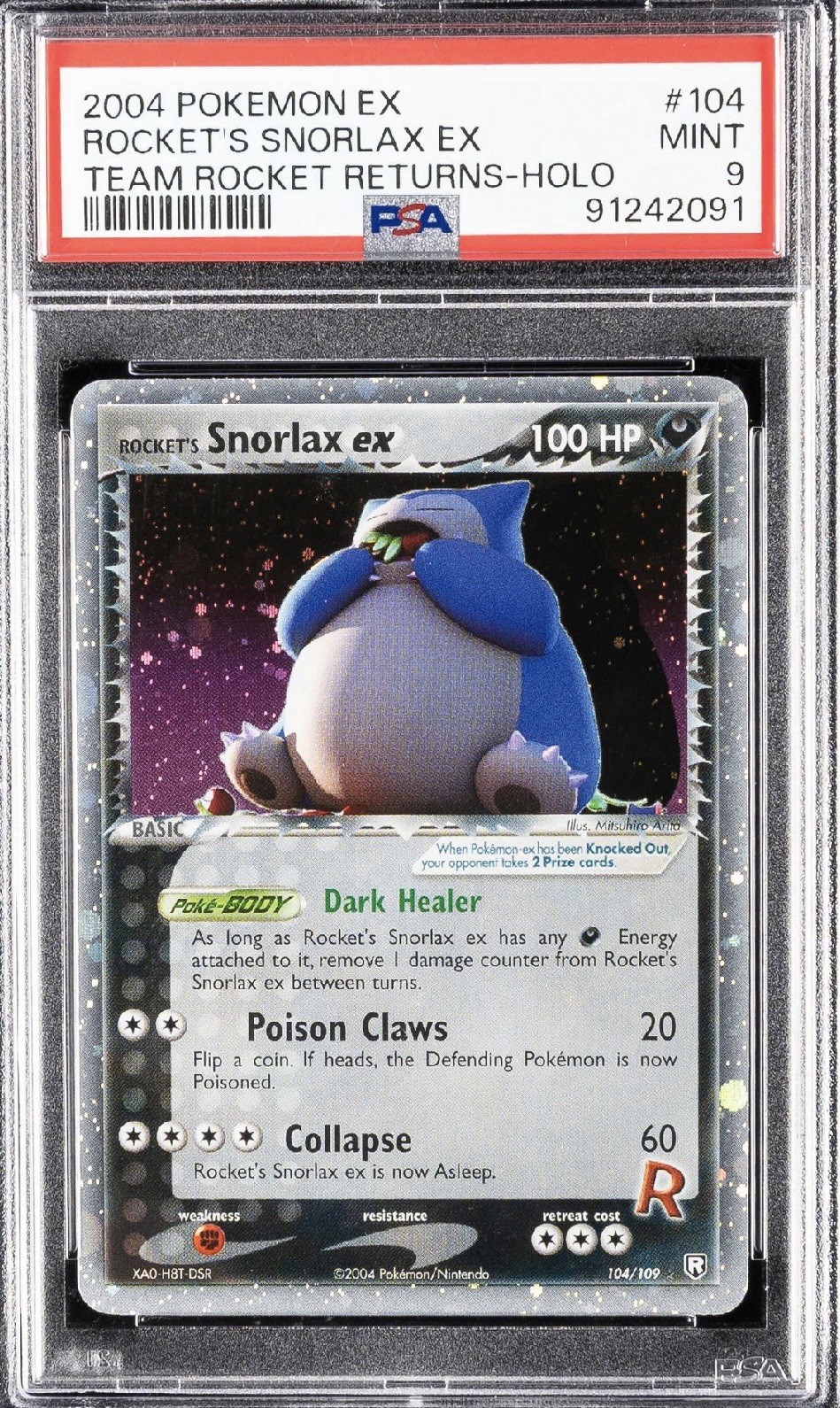 Rocket's Snorlax ex 104/109 PSA 9 Holo 2004 Pokemon EX Team Rocket Returns