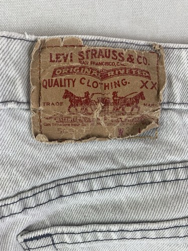Vintage 80er Levis 506 Jeans grau Acid Washed Herren 38x32 (flach 36x32) Made in USA - Bild 10 von 12