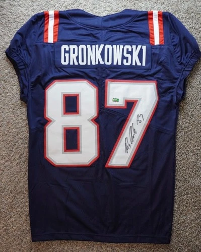 Rob Gronkowski Signed New England Patriots Pro-Style Football Jersey Radtke COA2