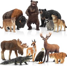 12PCS North American Forest Animal Figurines, Realistic Jungle Animal Se