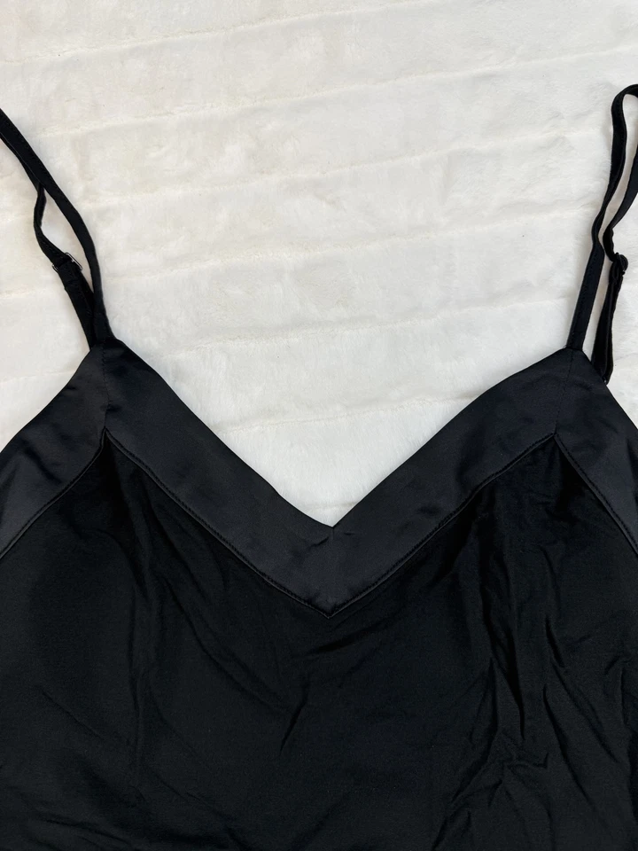 Camiseta sin mangas Calvin Klein ropa de dormir camisola para mujer pequeña negra satinada modal nueva Foto 3 de 4