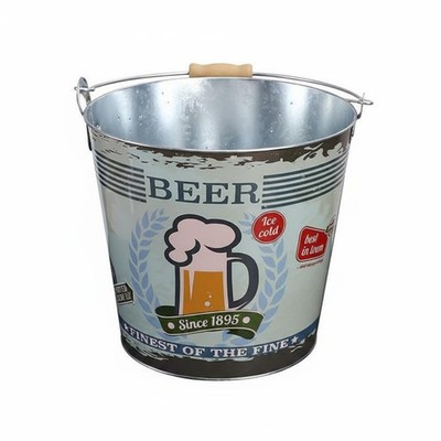 Retro Bier-Eimer vielseitig nutzbar Metall-Eiseimer robustes Eisen für Camping