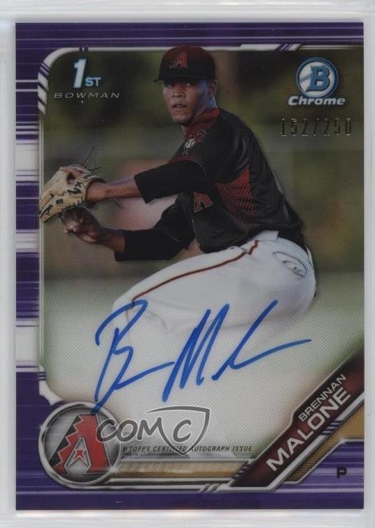 2019 Bowman Draft Chrome Pick Purple Refractor 152/250 Brennan Malone Auto 02r2