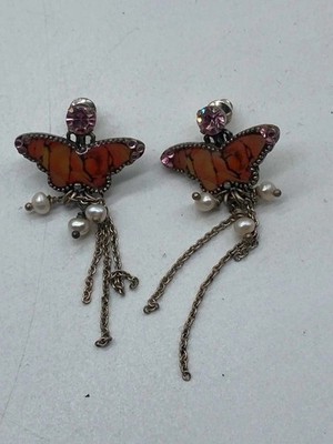 Zb - Pilgrim Schmetterling Ohrringe - Anhänger - Perlen & Strass - 