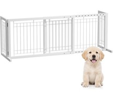 VINGLI Adjustable Width Free Standing Dog gate for House Doorways Stairs Cherry