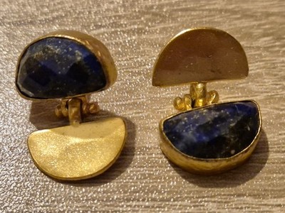 Lapislazuli Ohrhänger 21kt vergoldet recyceltes Messing (Beschreibung lesen)