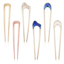 6-Pack Metal U Hair Pins for Bun Chignon French Twist - Gold Silver