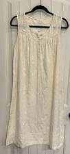 Charter Club All Cotton Nightgown Robe Set S Yellow Embroidered Cottage Core Vtg