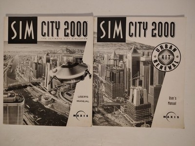 Sim City 2000 and Urban Renewal Kit User's Instruction Manual Books - 1993 Maxis