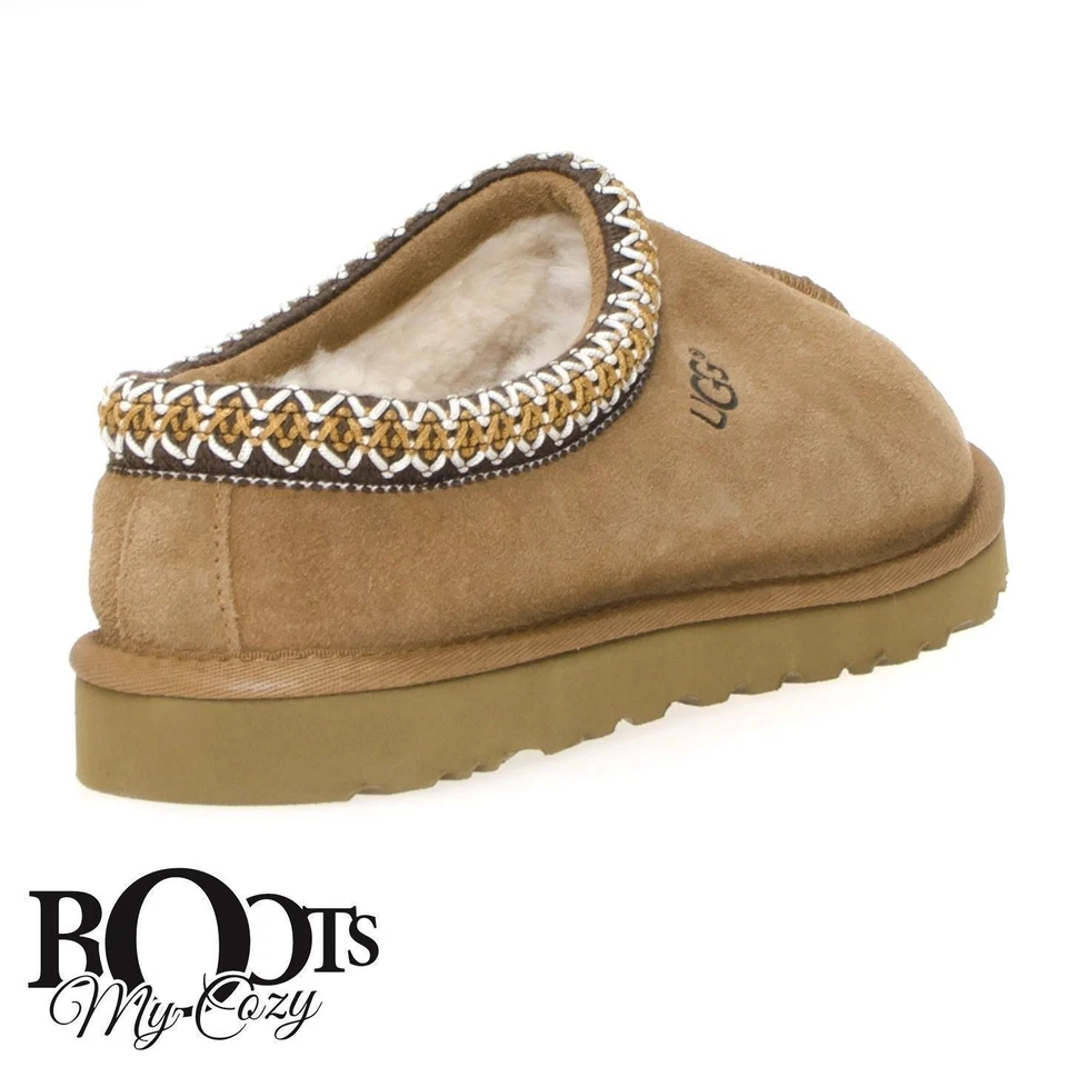 UGG TASMAN CHESTNUT SUEDE SHEEPSKIN BRAID MEN'S SLIPPERS SIZE US 10/UK 9 NEW - Image 3 of 4