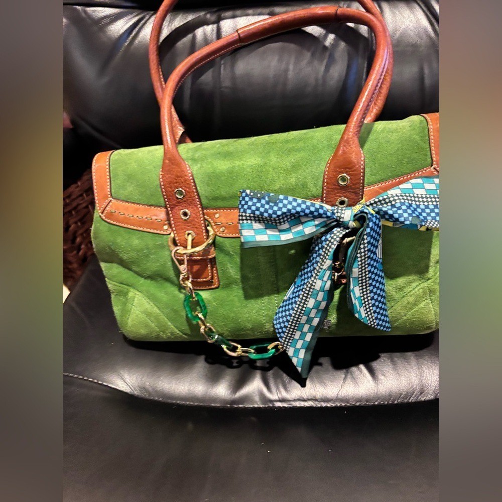 Rare Vintage Y2K 2004 Coach SoHo Green Suede Bag image 7
