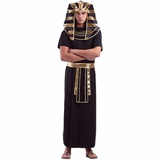 HauntLook Halloween Egyptian Pharaoh Costume Black Men's XL Gold Full Set
