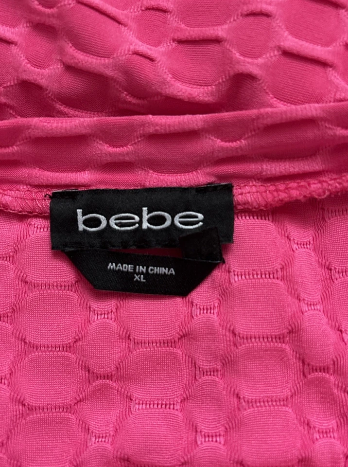 Camiseta sin mangas Bebe Hot rosa talla XL estrás joya cristales logotipo Y2K años 2000 elástica Foto 4 de 4