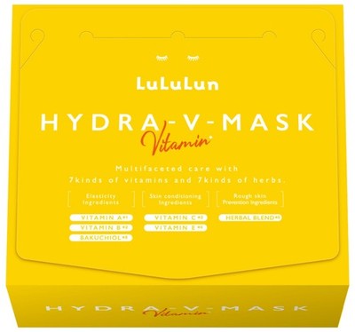 LuLuLun Hydra V Mask, 28 Sheets, Face Pack, Moisturizing, Pore Cleansing, Large