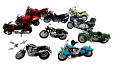 10 ASSORTED COLLECTION PLAY WORN VINTAGE DIECAST MOISTO TOY MOTORCYCLE MODELS