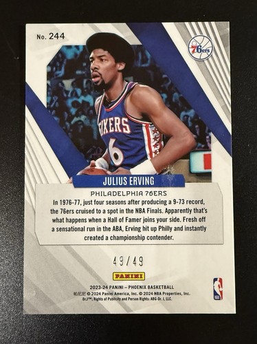 2023-24 Panini Phoenix Julius Erving 49/49 Bronze #244 - Bild 3 von 3